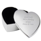 Laser Engraved Personalised Silver Heart Trinket Box - Bridesmaid, Birthday, Wedding