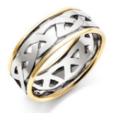 MEN'S 18CT TWO COLOURED GOLD CELTIC WEDDING RING
