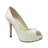 Debenhams Pink By Paradox London Ivory Satin & Lace Peep Toe Wedding Shoes