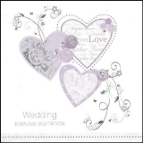 6 Wedding Day Invitation Cards & Envelopes Lilac & Silver Hearts