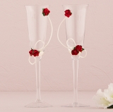 Romantic Red Wedding Champagne Flutes