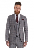 Moss Bros - Moss Bros London Slim Fit Red Check 3 Piece Wedding Suit