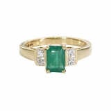 Ernest Jones - 18ct gold emerald and diamond ring