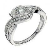 Ernest Jones - 9ct white gold 0.66ct diamond three stone crossover ring