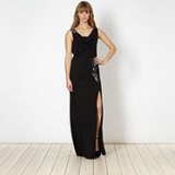 Debenhams - Lipsy - Lipsy VIP black embellished cowl split maxi dress