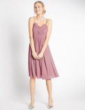 M&S Collection Floral Lace Strap Swing Dress in Antique Pink