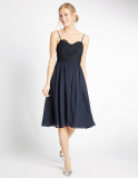 M&S Collection Floral Lace Strap Swing Dress in Navy