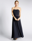 M&S Collection Strapless Pleated Maxi Dress with Belt in Navy
