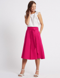 Cotton Rich Tie Detail A-Line Midi Skirt