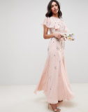 ASOS DESIGN bridesmaid embellished maxi dress with angel sleeve