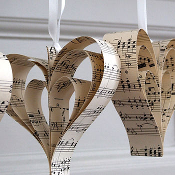 Music Sheet Paper Heart Hanging Decoration