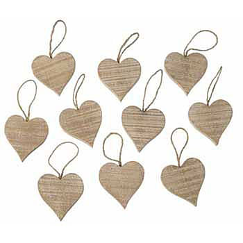 Ten Decorative Wooden Hanging Hearts