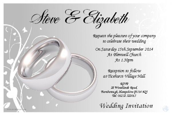 10 Personalised Silver Rings  Wedding  Invitations  N44