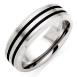 MEN'S TITANIUM AND BLACK RHODIUM RING