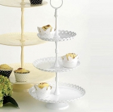 WHITE THREE TIER HEART CAKE STAND