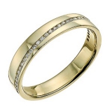 Ernest Jones - 9ct gold diagonal diamond set ring