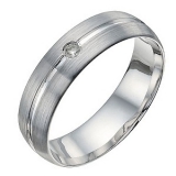 Ernest Jones - Palladium 950 6mm matte diamond ring