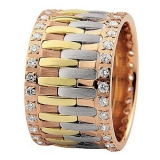 Ernest Jones - Royal Duet 18ct Three Colour Gold 0.84ct Diamond Ring