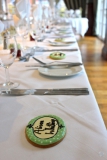 Biscuits as name places - designed using the colour and theme of the wedding, a novel alternative to tradition name places.