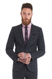 Moss Bros - Moss Bros Slim Fit Grey Textured Check Wedding Suit