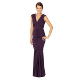 Debenhams - Debenhams Debut Dark purple ruched jersey maxi dress