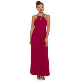 Debenhams - Debenhams Debut Dark pink embellished halter maxi dress