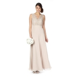 Debenhams - Debenhams Debut Gold lace trim maxi dress