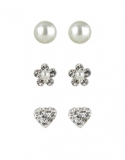 Accessorize - Accessorize Sterling Silver 3 X Pearl Flower Studs