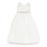 Debenhams - Designer girl's ivory diamante mesh bridesmaid dress