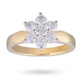 Goldsmiths - Brilliant Cut 1.00 Carat Total Weight Diamond Cluster Ring