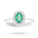 Goldsmiths - 18 Carat White Gold Emerald and Diamond Ring