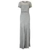 John Lewis - Adrianna Papell Cap Sleeve Beaded Gown, Blue Mist