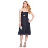 Debenhams - Debut - Navy satin mix bandeau midi dress