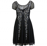 John Lewis - Miss Selfridge Embellished Skater Dress, Black<br />Online Exclusive