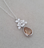 Zoe Hearts - Silver Trio of Flowers with Peach Glass Gem