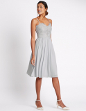 M&S Collection Floral Lace Strap Swing Dress in Silver Grey