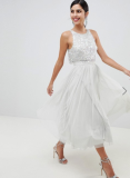 ASOS DESIGN Tulle Midi Dress With Delicate Embellished