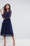 ASOS PREMIUM Lace Skater Midi Dress