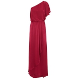 John Lewis - Ghost Zoe One Shoulder Dress , Beet Red