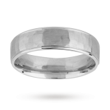 Goldsmiths - 6mm hammered gents ring in palladium 500